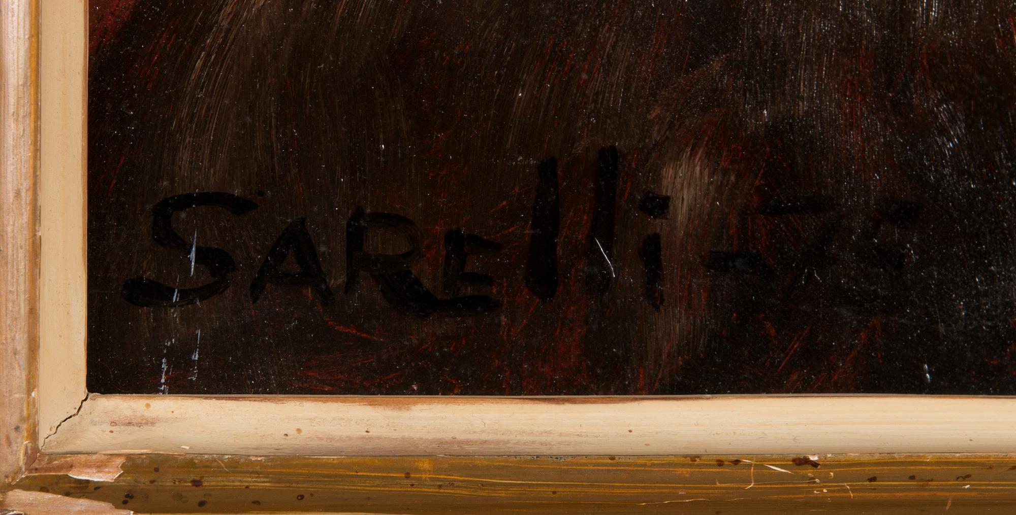 Paavo Sarelli, olja på pannå, signerad och daterad -75.