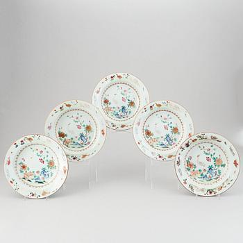 A set of five famille rose soup dishes, Qing dynasty, Qianlong (1736-95).