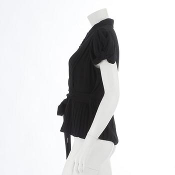 PRADA, a black chiffon pleated blouse. Size 46.