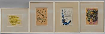 COLLECTION OF RUSSIAN HAND COLOURED LITHOGRAPHS, 27 PCS, AND A COLLAGE.