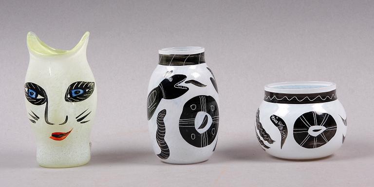 VASER, 3 st, glas, Ulrica Hydman-Vallien.