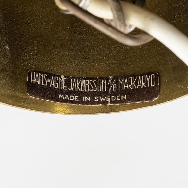 Hans-Agne Jakobsson, a pair of brass ceiling lamps, Markaryd, second half of the 20th century.