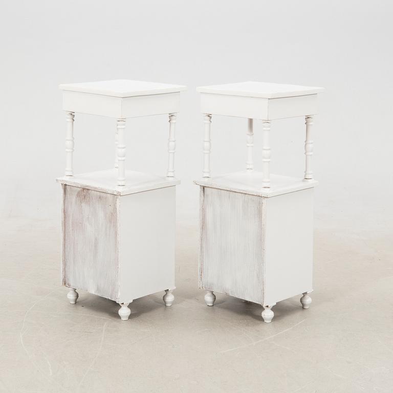 Bedside tables, a pair, first half of the 20th century.