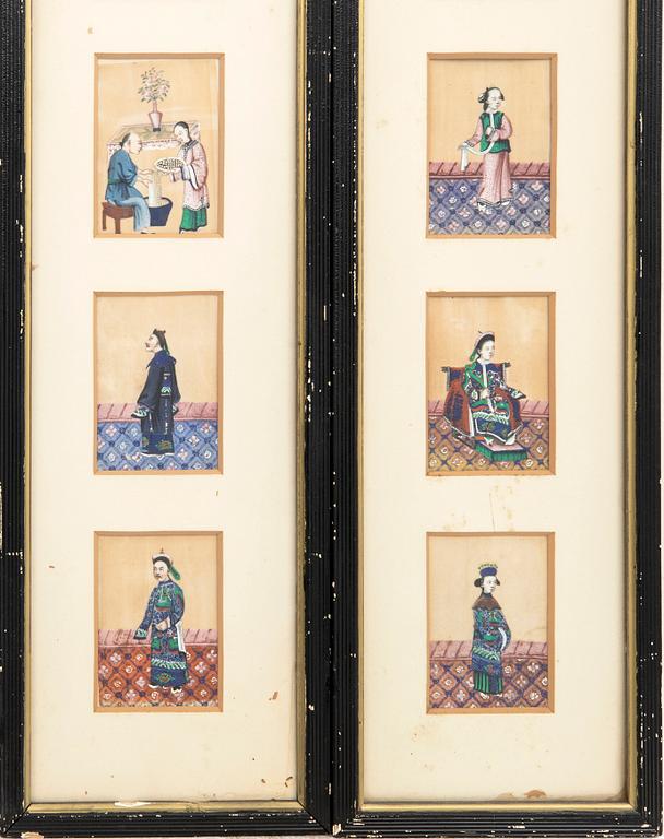 10 paintings on rice paper, China late Qing 1900s.