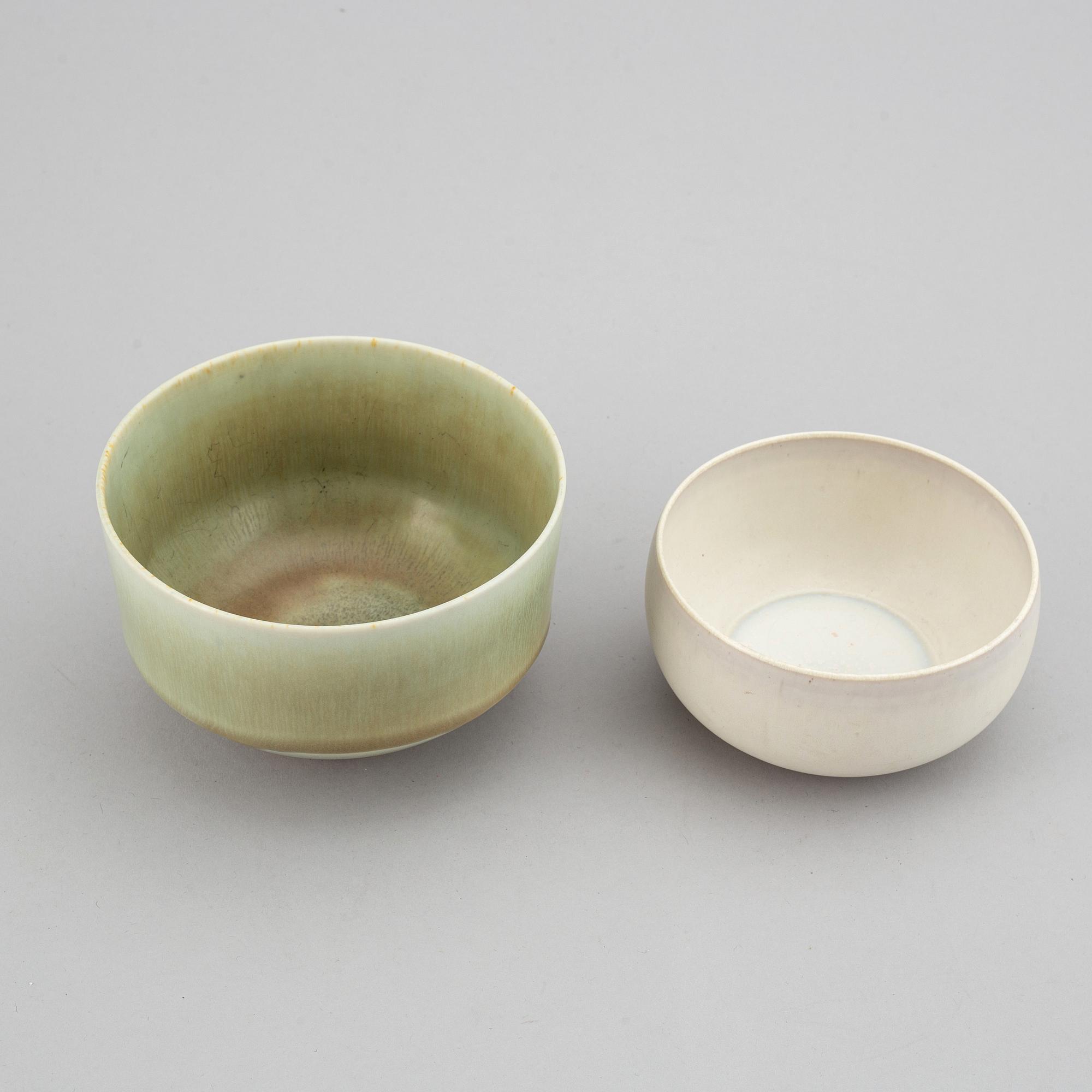 BERNDT FRIBERG, Two stoneware bowls, , Gustavsberg studio, Sweden 1960 and 1965.