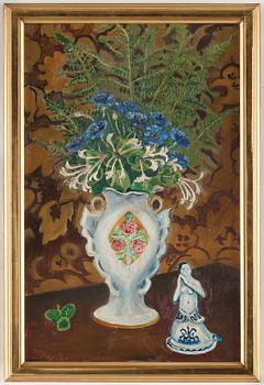 Gideon Börje, Still life with fern, blue bell and honeysuckle.