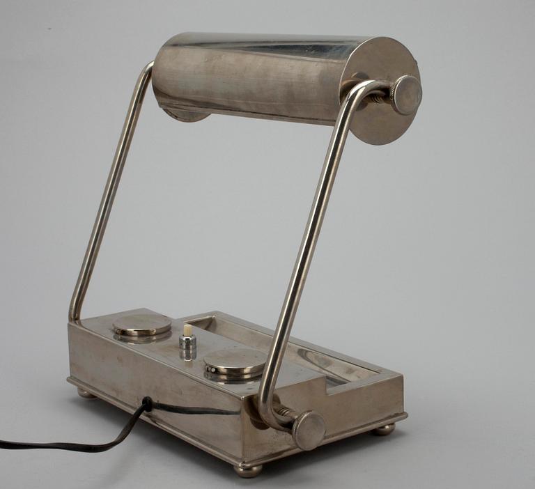 PÖYTÄLAMPPU, niklattu, 1930-luku.