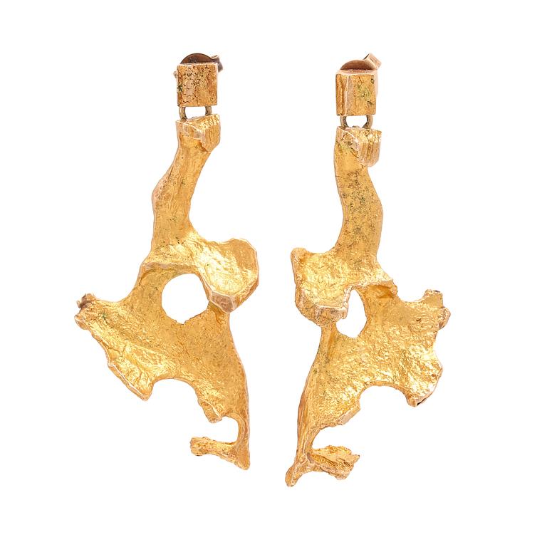 Björn Weckström, Örhängen "Flamingo", 14K guld. Lapponia 1969.