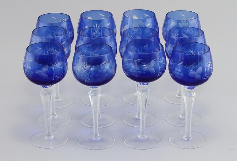 VINGLAS, 12 st, glas, 1900-talets andra hälft.