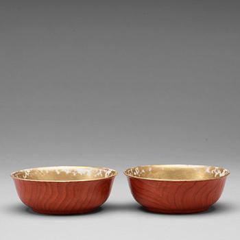 461. A pair of faux bois bowls, Qing dynasty, Qianlong (1736-95).