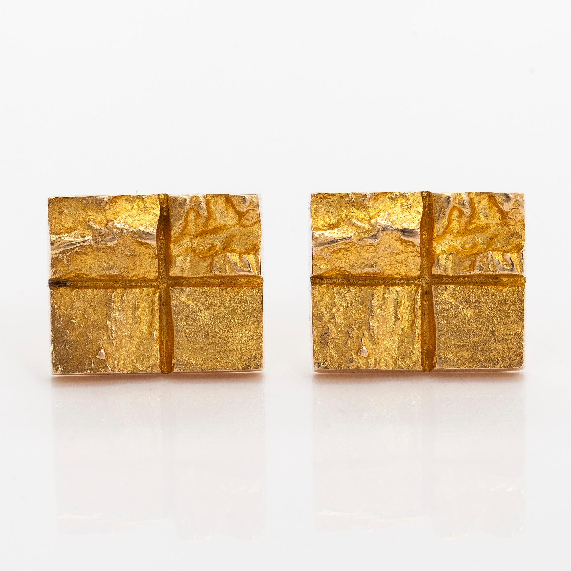 Björn Weckström, cufflinks, "Quadrate forms", 14K gold, Lapponia 1972.