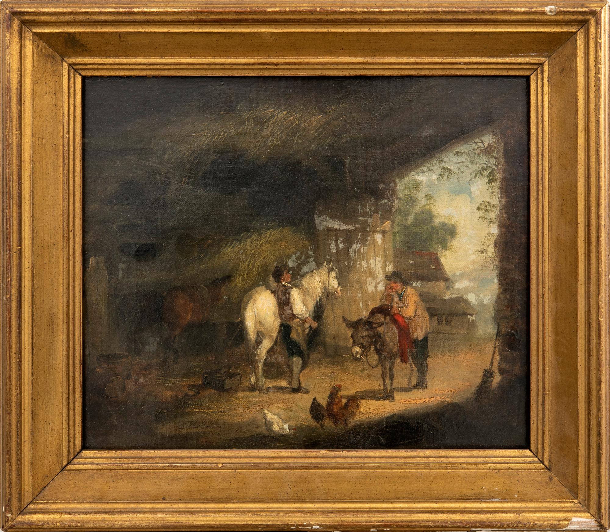 Unknown artist 19th century, 2 pcs Outside the inn.