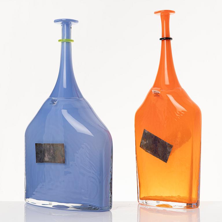 Bertil Vallien, two 'Satellite' glass vases from Kosta Boda, Sweden.
