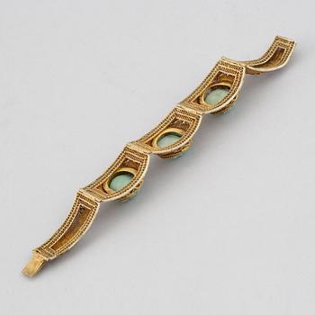 Armband, filigranarbete och nefrit. Kina, 1900-tal.