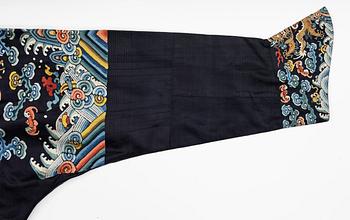 A midnight blue silk 'Chao Pao'/ceremonial robe, Qing dynasty, 1850's.