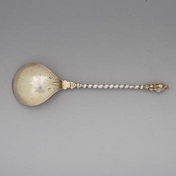 An early 18th century silver-gilt spoon, mark of Gottfried Ihme, Breslau (1691-1737).