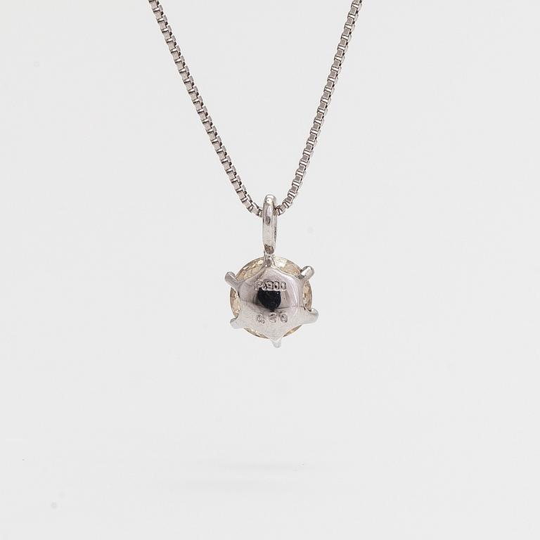 A platinum necklace, with a diamond approx. 0.20 ct according to engraving.