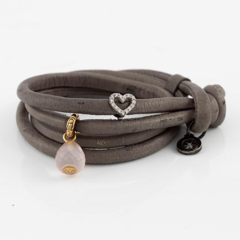 Ole Lyynggard, Charlotte Lynggaard, armband, lädderrem med berlocker, "sweet drops",.