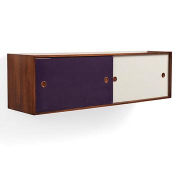 Finn Juhl, a rare wall mounted palisander sideboard, Bovirke, Denmark 1950s.