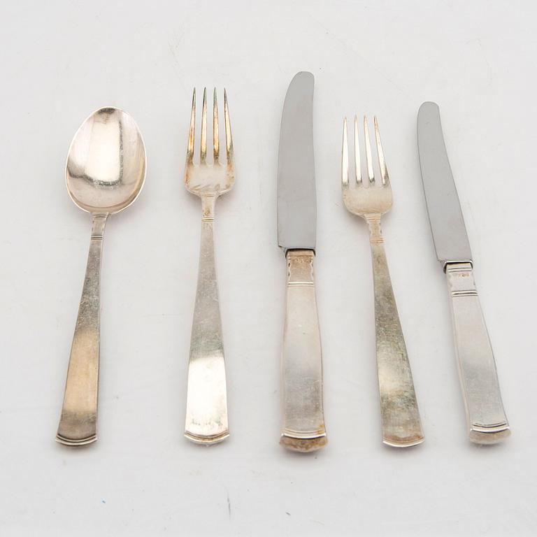 A SWedish 20th century set of  69 pcs of sivler cutlery Rosenholm mark of GAB Stocholm total weight 3190 grams.
