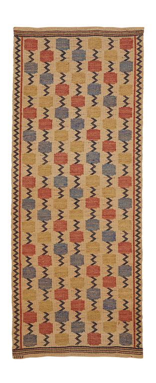 Märta Måås-Fjetterström, A TEXTILE, "Skaftblomman", flat weave, ca 192 x 76 cm, signed MMF.