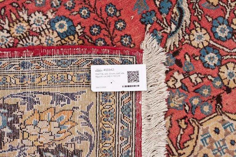 MATTA, old, Ghom, part silk, figural, ca 248 X 153 cm.