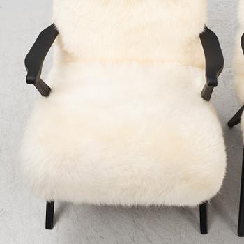 A pair of Swedish armchairs, 1950's.