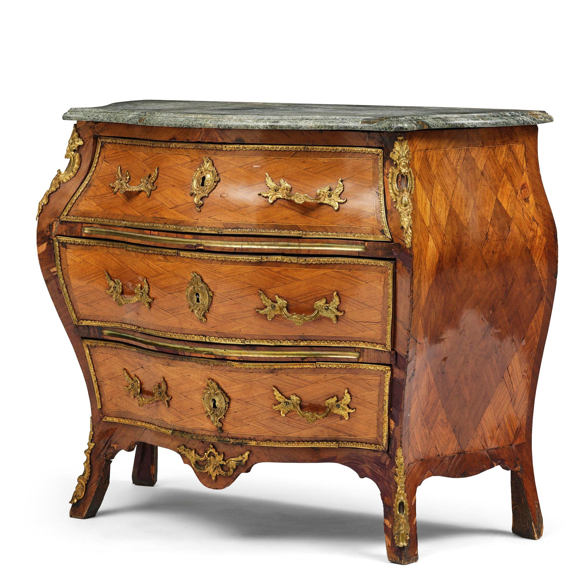 A rococo parquetry commode attributed to C. Tietze (master in Stockholm 1764-91).
