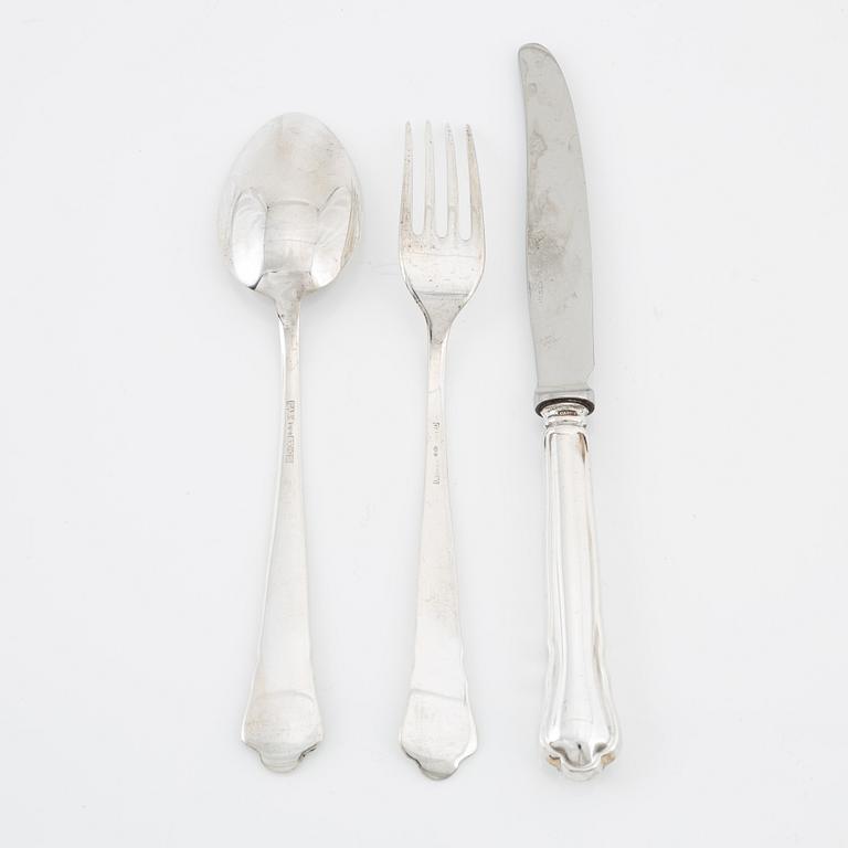 A swedish silver cutlery, model 'Chippendale', GAB, Eskilstuna and Stockholm, some 1962.