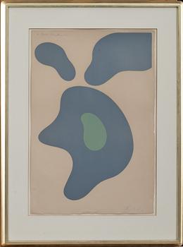 HANS ARP, färglitografi, signerad. Med dedikation.