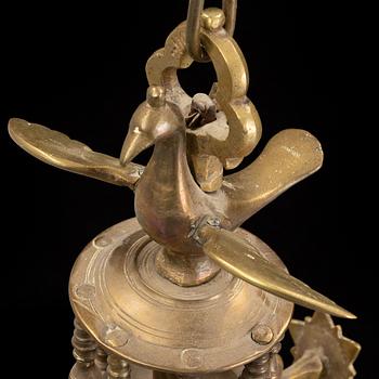 A brass chandelier, 18th century.