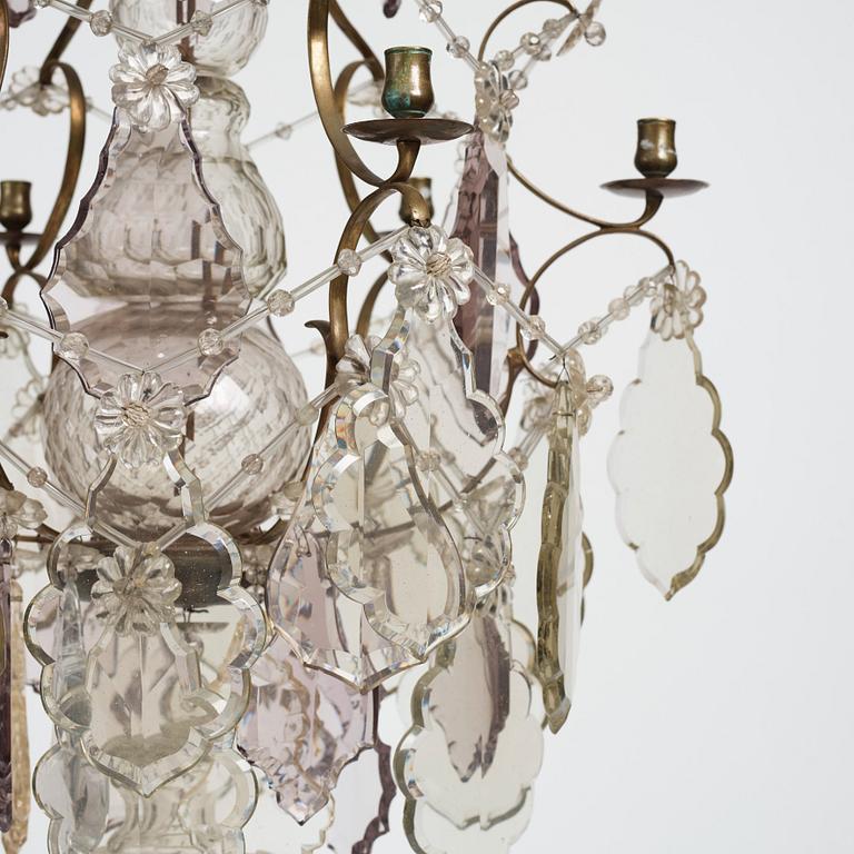 A mid 19th century Swedish Baroque style six-light chandelier.