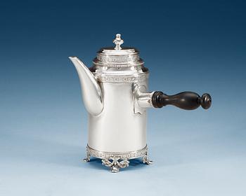 707. A Swedish 18th century silver coffee-pot, makers mark of Johan Stras, Stockholm 1781.