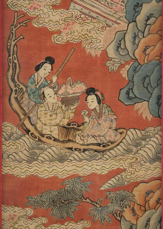 A set of four kesi panels depicting Xiwangmu and the daoist Immortals, late Qing dynasty.