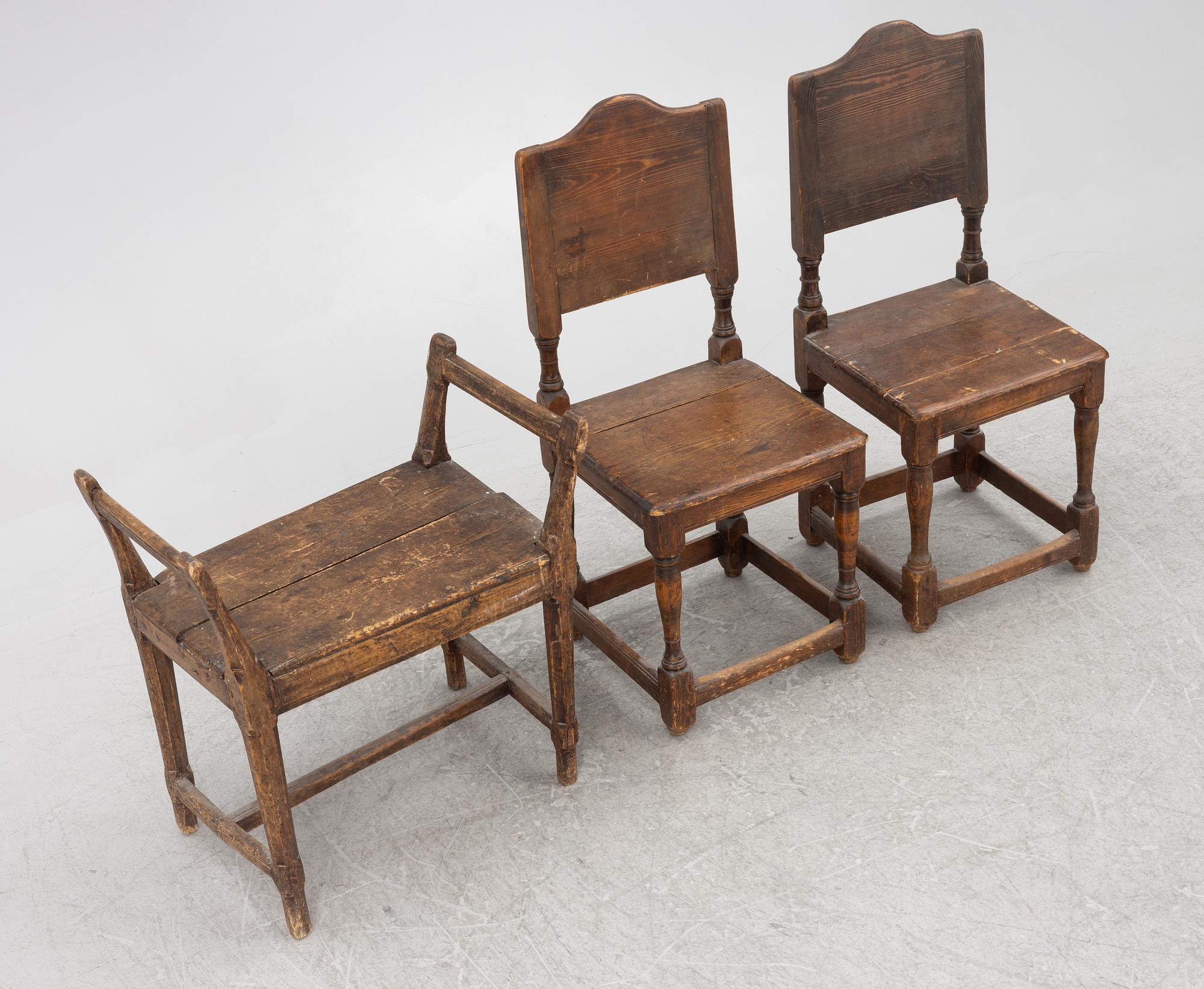 Stolar, ett par, samt bankett, 1700-tal.