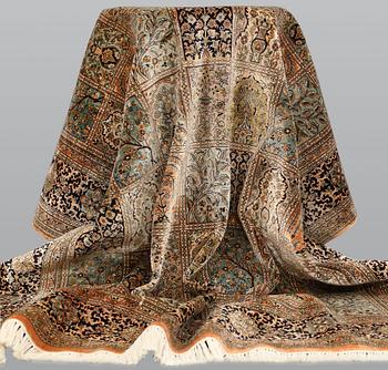 A silk carpet, Kashmir, c. 237 x 199 cm.