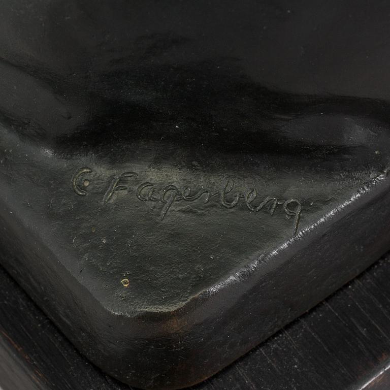 A bronze sculpture by Carl Fagerberg, signed. Herman Bergman.