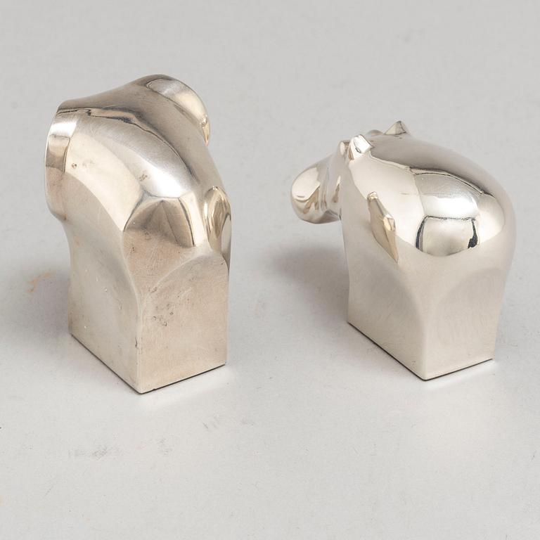 GUNNAR CYRÉN, two silverplated figurines, Danish design, Japan.