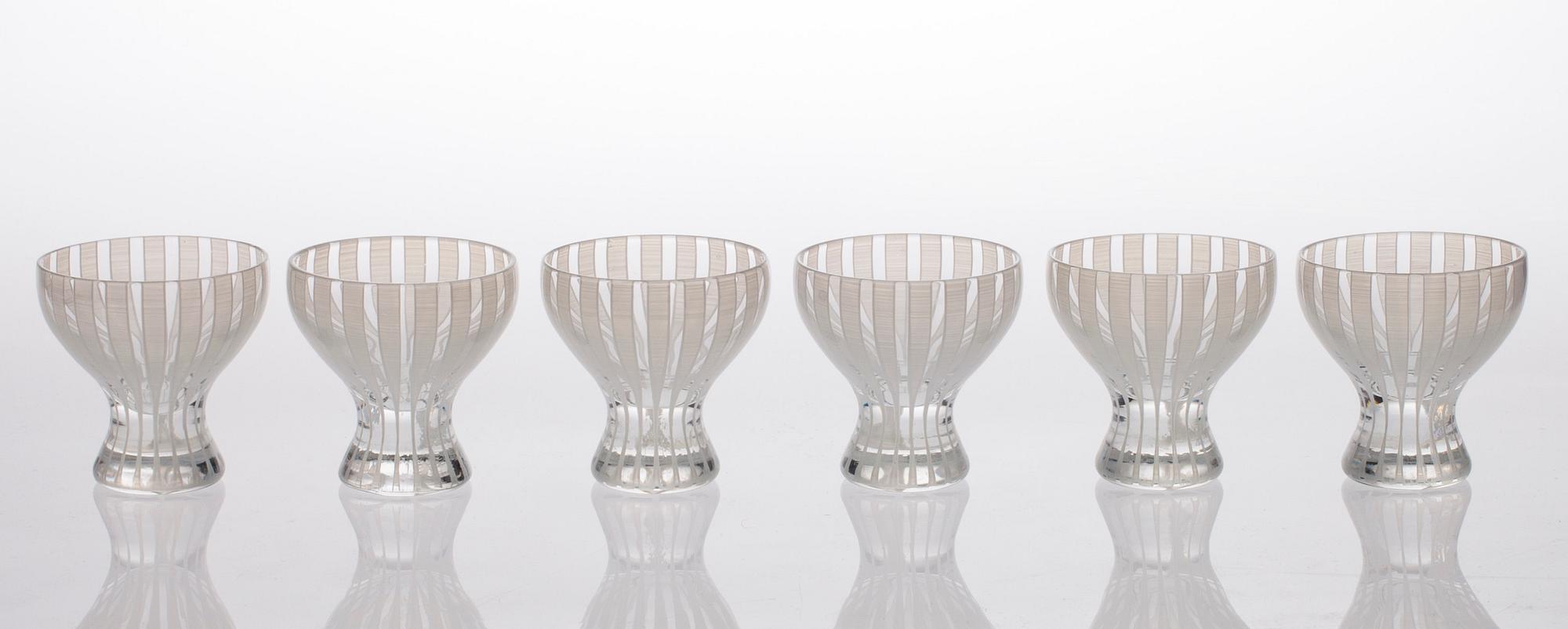 GLAS, 6 st, design Bengt Orup, Johansfors glasbruk. 1900-senare hälft.