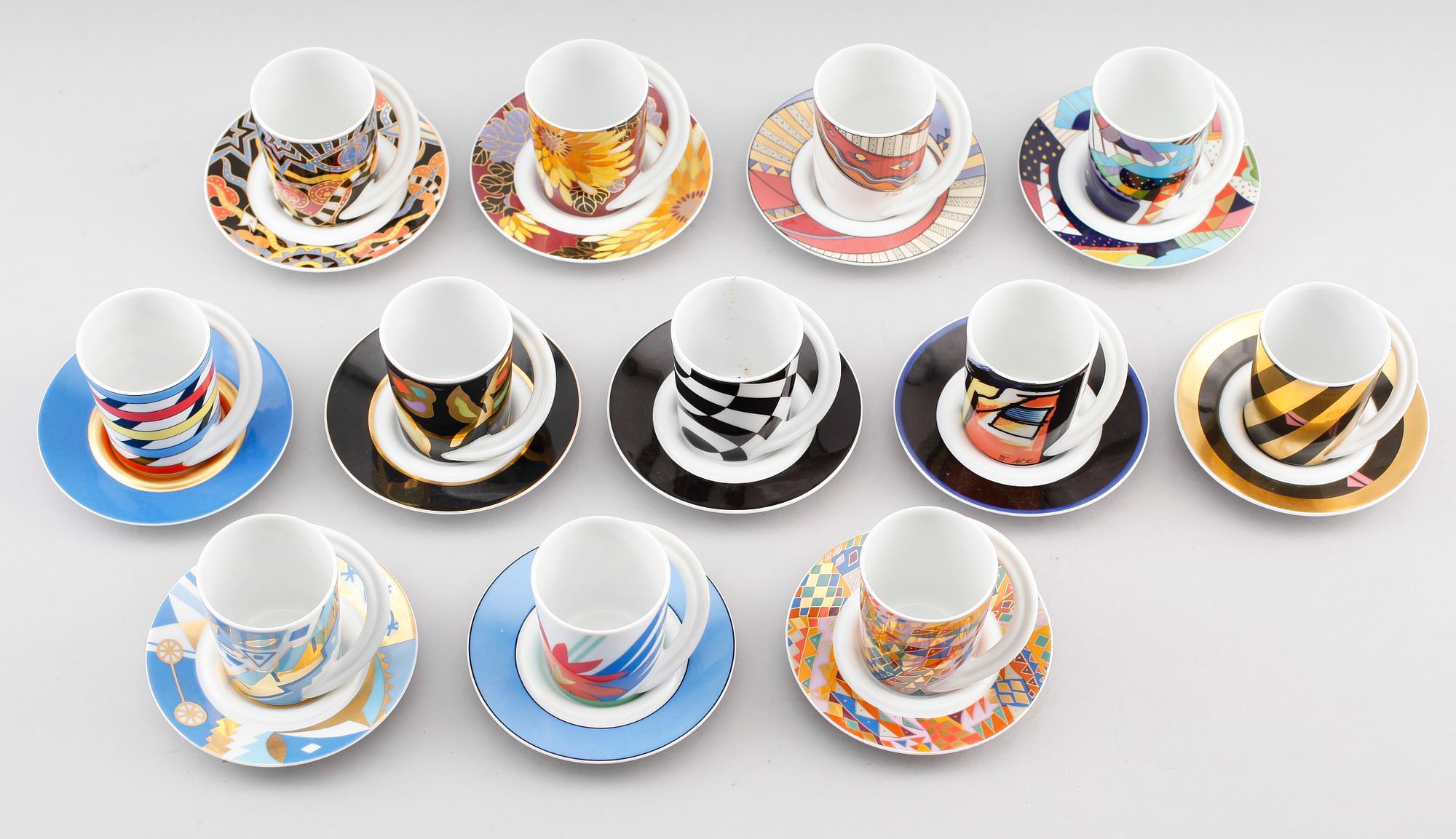 ESPRESSOKOPPAR MED FAT, 12 st, porslin, Rosenthal Studio Linie.