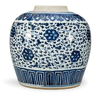 167. A blue and white jar, Qing dynasty 19th cent.