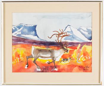 Lars Pirak, watercolour, signed.