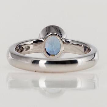 SORMUS, 18K valkokultaa, safiiri n. 2,0 ct. Pekka Kulmala, Helsinki 2003. Paino 7,1 g.