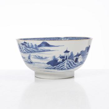 Five pieces of underglaze blue decorated porcelain, china, Qianlong (1736-95) & Jiaqing (1796-1822).
