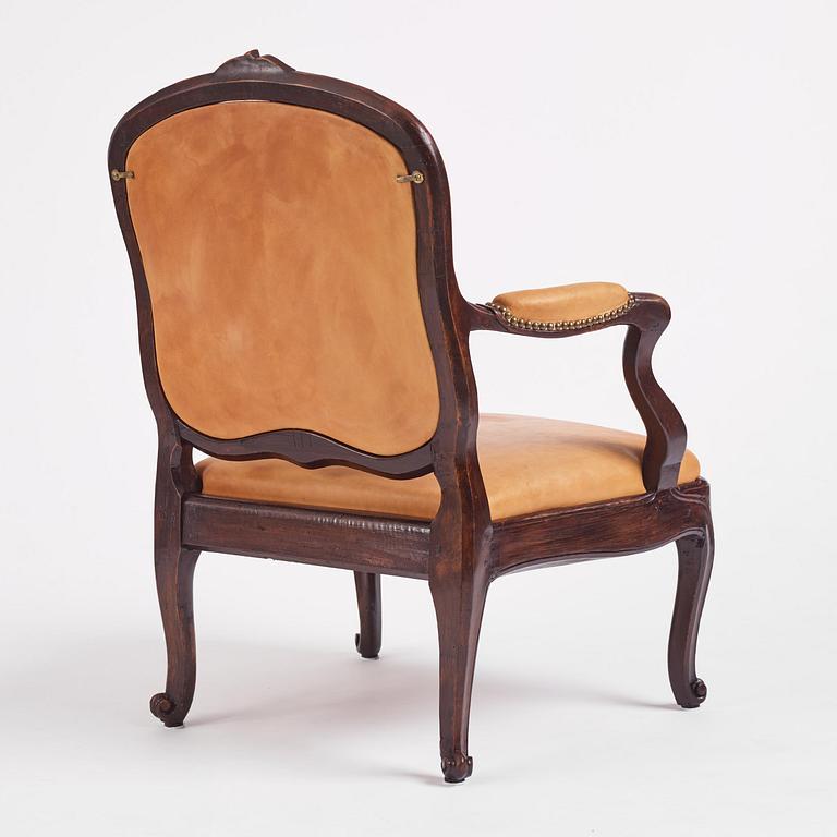 A Swedish Rococo armchair by J Mansnerus master 1756-79.