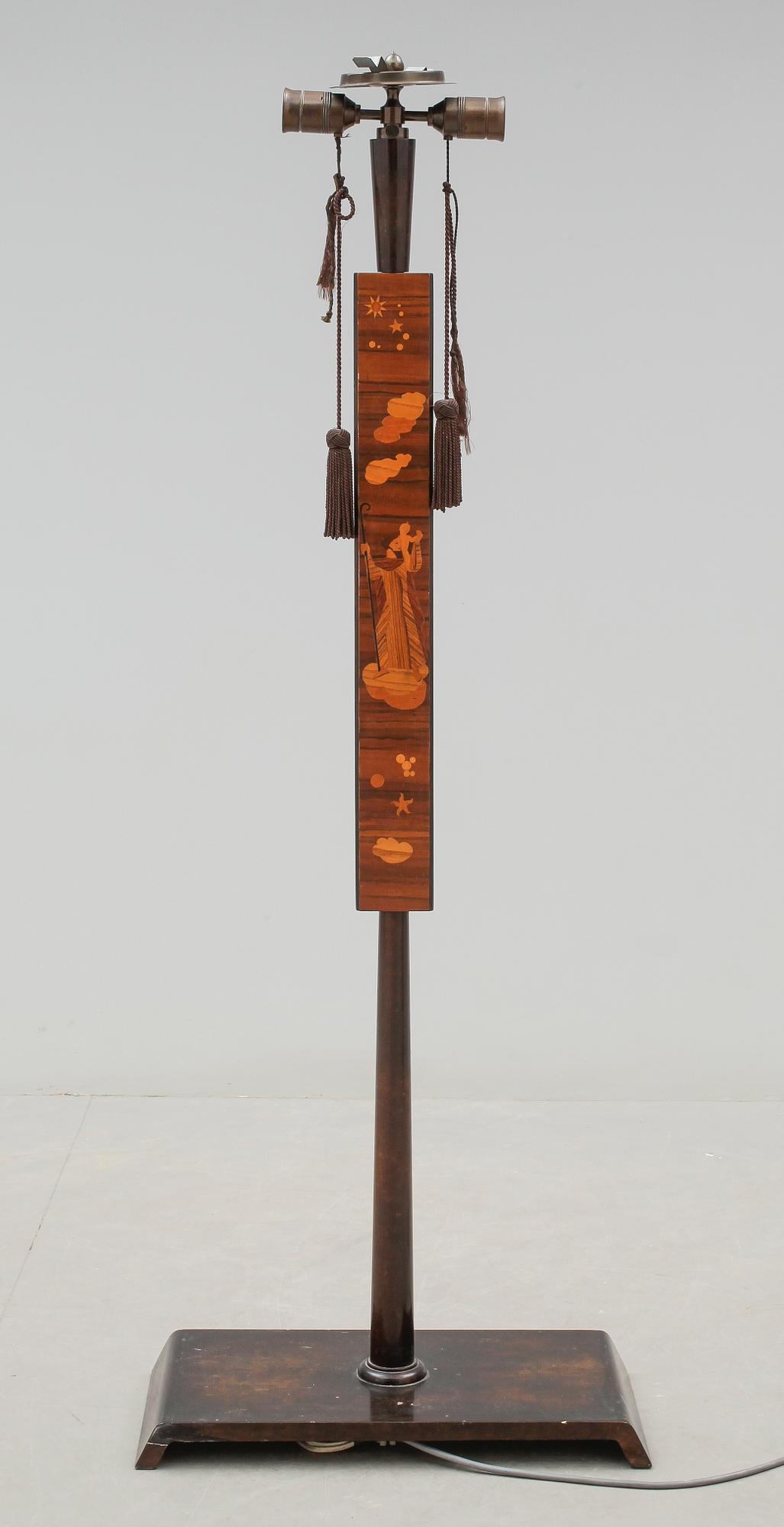 GOLVLAMPA, art déco, troligen Mjölby Intarsia, 1930-tal.