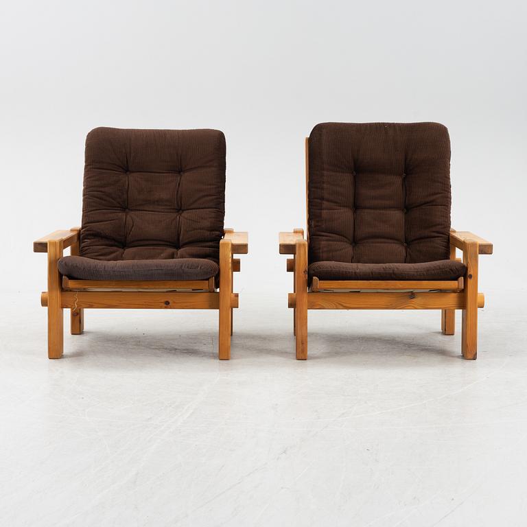 Yngve Ekström, a pair of 'Dymling' easy chairs, Swedese, 1970's.