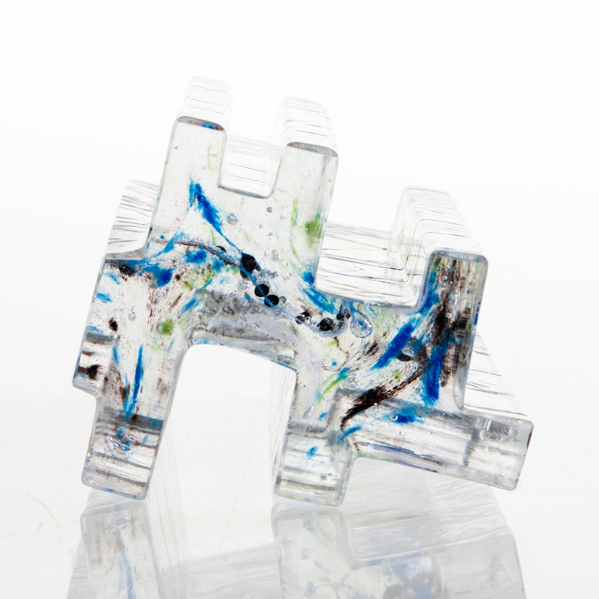 HELENA TYNELL,  skulptur, Skog", signerad Helena Tynell Riihimäen Lasi Oy.