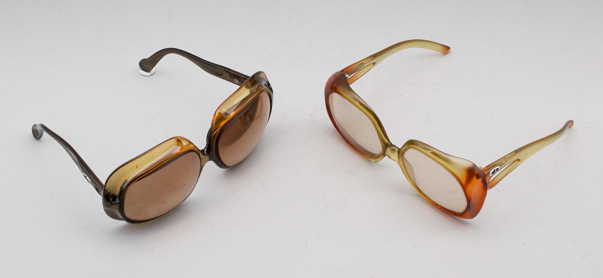 GLASÖGON, 2 par, Christian Dior, 1970-tal.