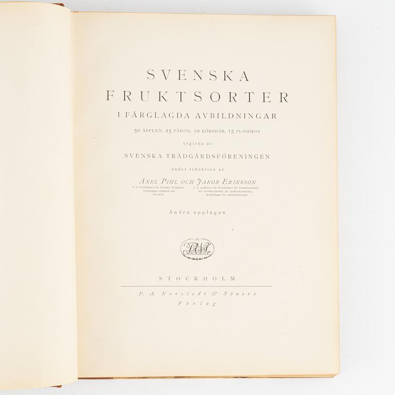 Books, Gustaf Lind, , 'Svensk frukt', and Axel Pihl & Jakob Eriksson "Svenska Fruktsorter".